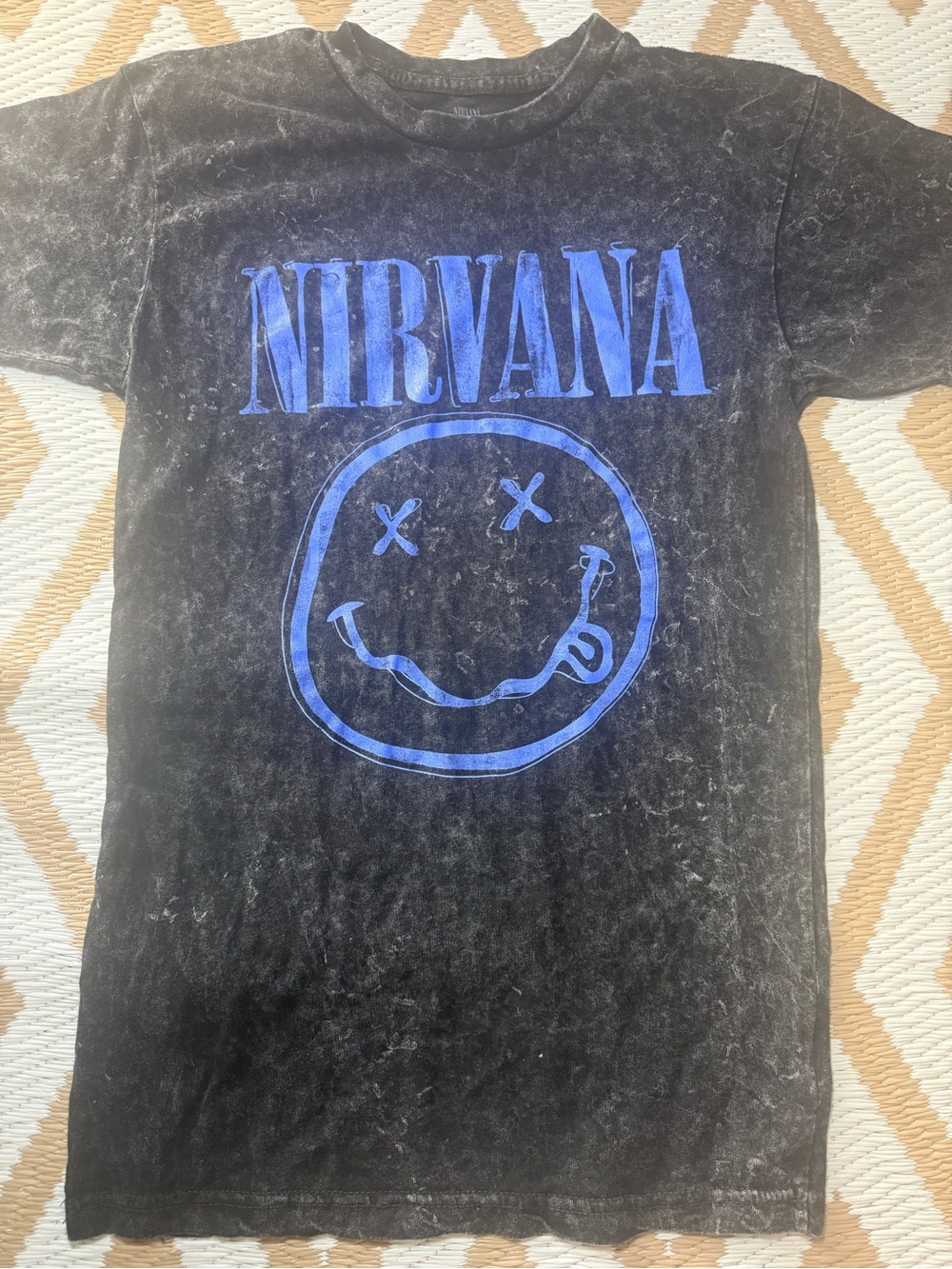 Nirvana Smiley Face Graphic T-Shirt Black Size S 100% Cotton Made in
Pakistan